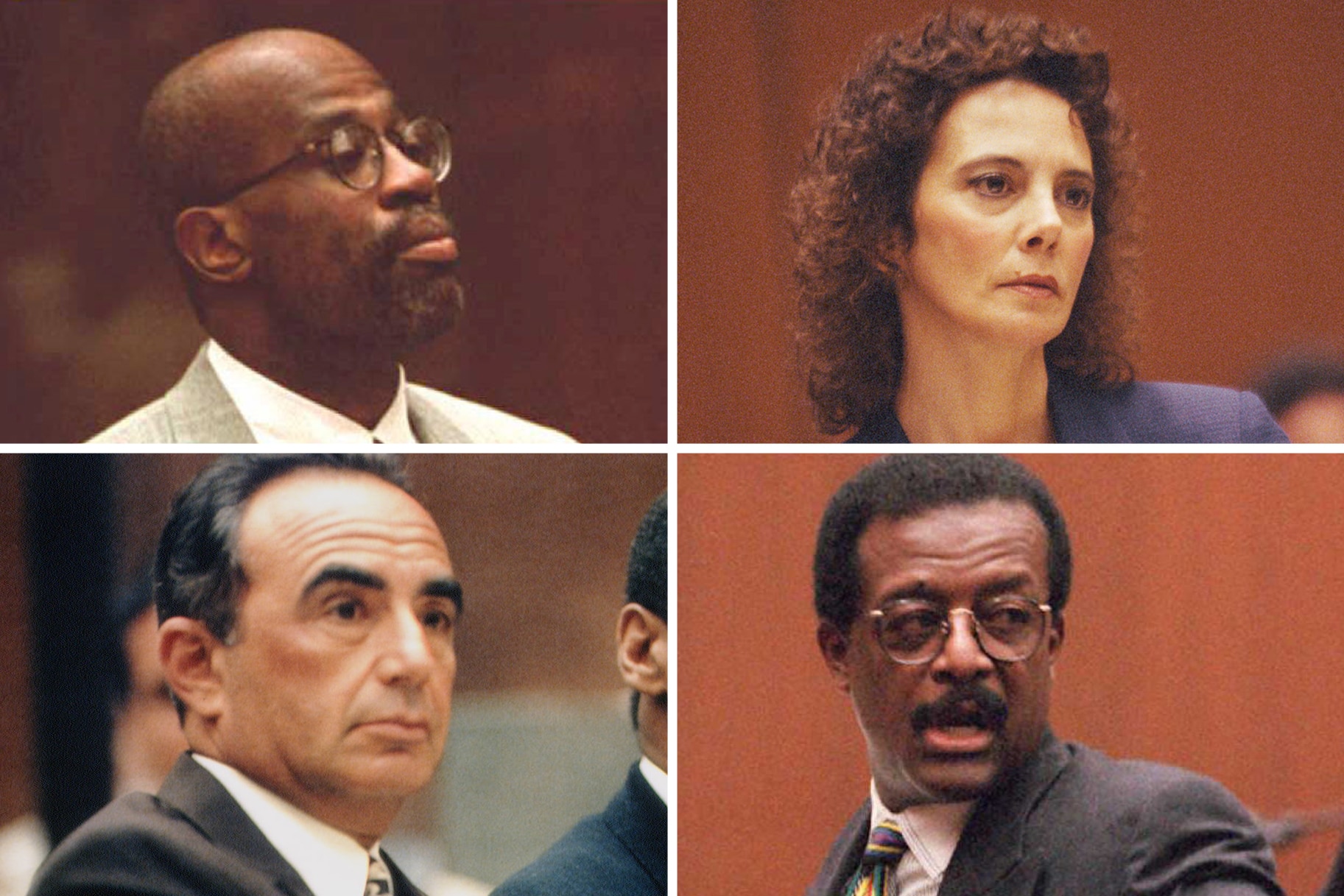 A split of Christopher Darden, Marcia Clark. Robert Shapiro and Johnnie Cochran