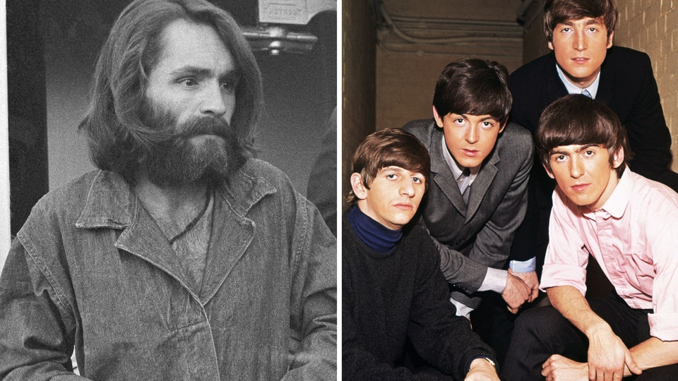 A split of Charles Manson and The Beatles