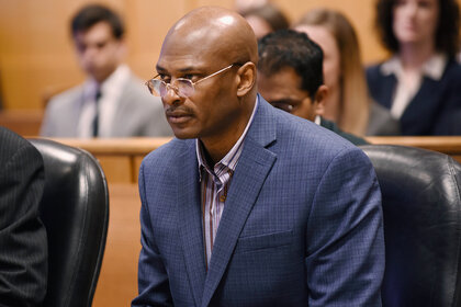 Desmond Ricks listens to Judge Richard Skutt during a hearing in Detroit.