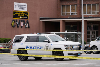 The scene of a shooting at Central Visual and Performing Arts High School