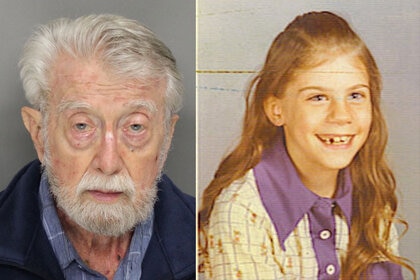 A mugshot of Daniel Zandstra and a photo of Gretchen Harrington