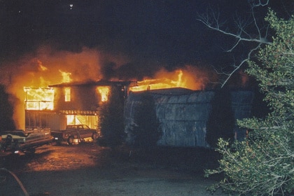James Long's home on fire.