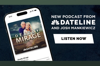 The key art for the podcast Dateline: Deadly Mirage