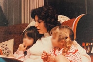 Linda Van Buskirk reading to her two daughters, featured in Buried in the Backyard 502