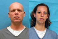 Mugshots of Chris Tomlinson and Nicole Thornhill featured on Snapped Season 34 Episode 1.