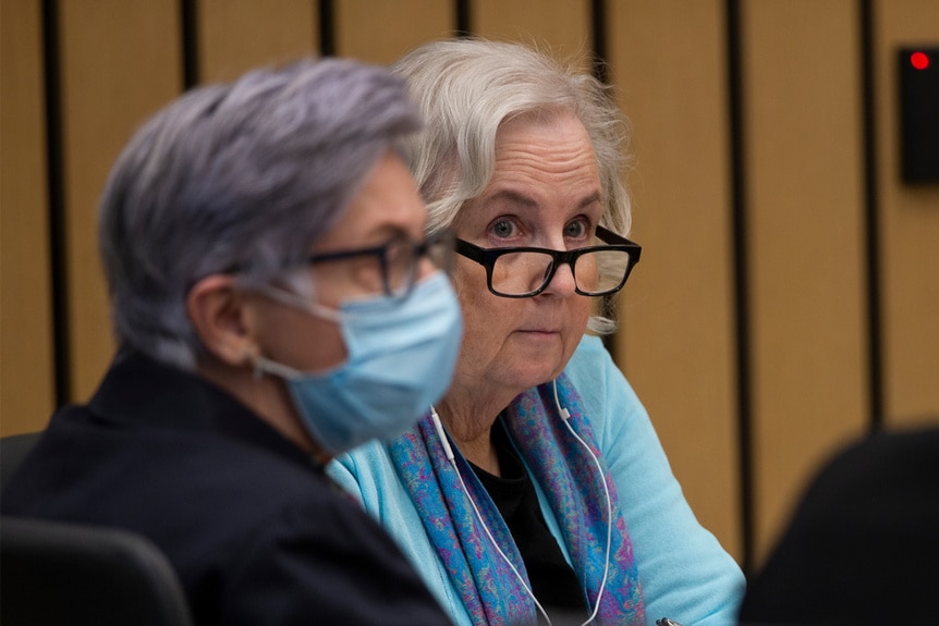 Nancy Crampton Brophy sits in court